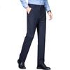 Men's Business Dress Pants Autumn Winter Straight Casual Stretch Slim Fit Trousers Navy Blue Size 40