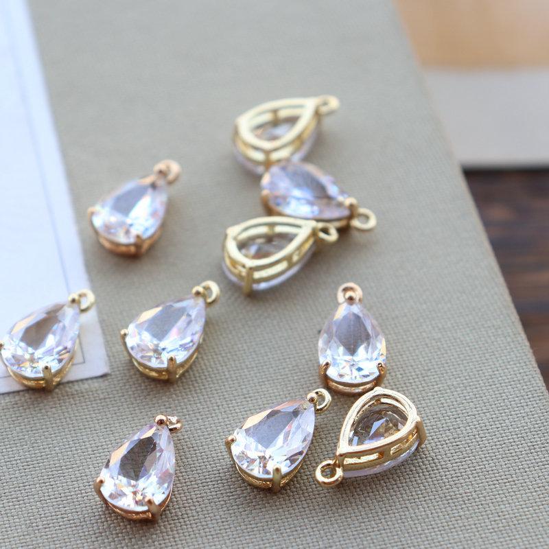 1PC Copper Zircon Water Drop Crystal Zircon Pendant for DIY Jewelry Accessories