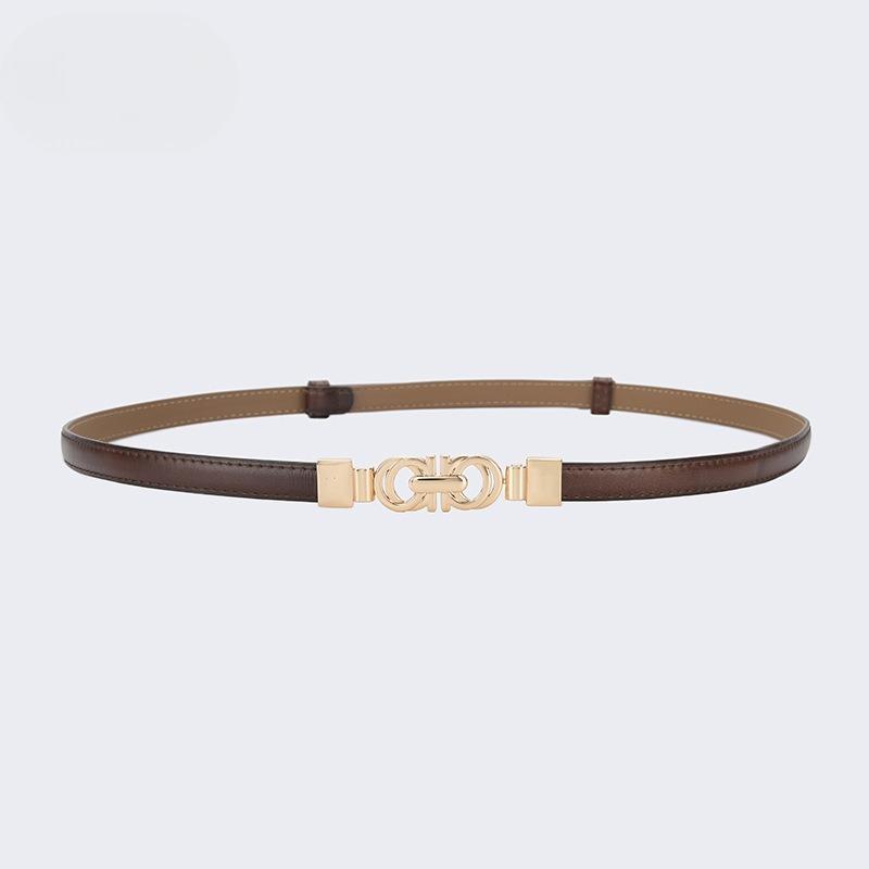 Fashionable Leather Thin Belt New Style Decoration with Skirt with Versatile Waist-length Punch-free Women's Suit Belt