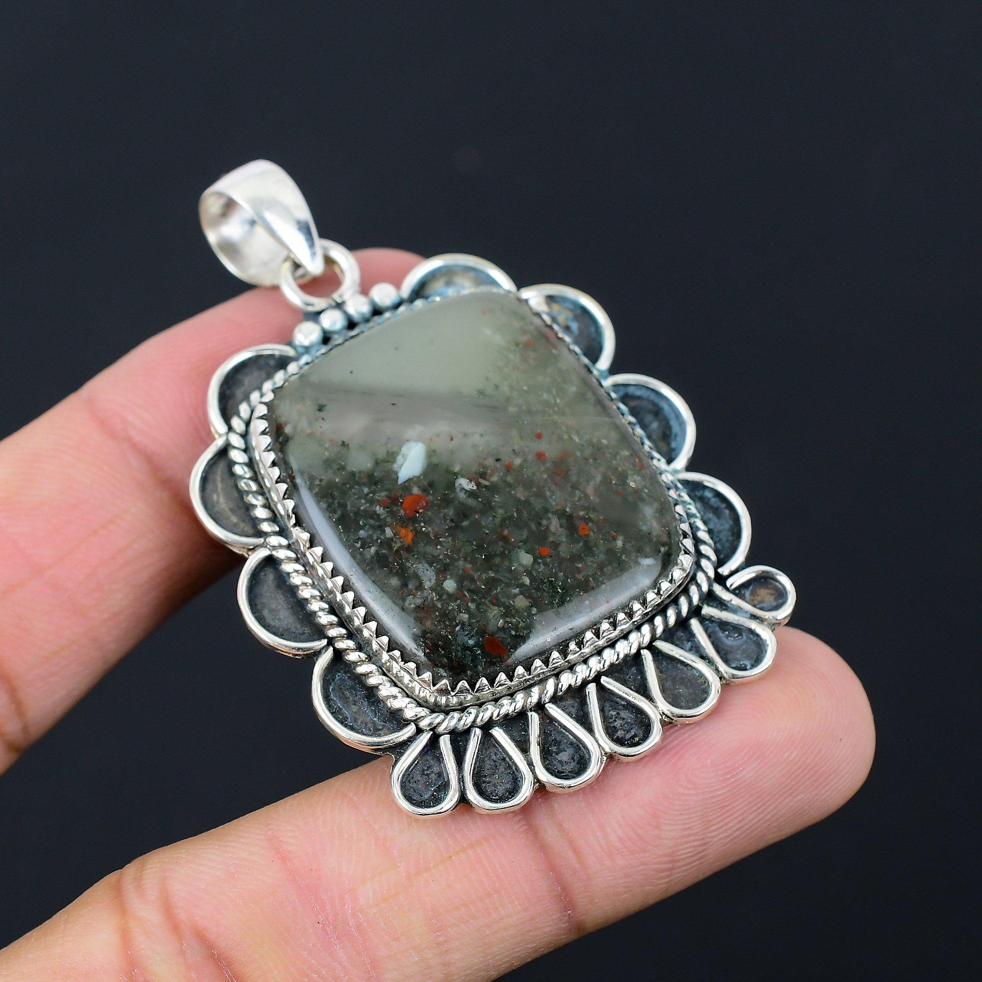 

Mothers day Sale Radiant Tabu Jasper Gemstone Wedding Pendant Sterling Silver