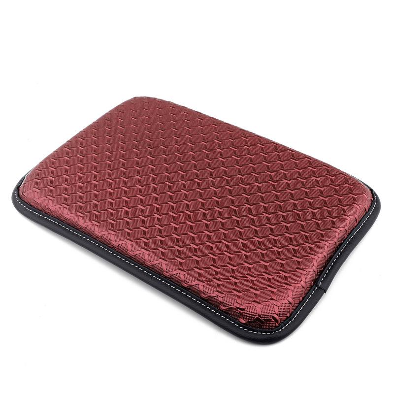 Universal PU Leather Car Armrest Pad Cover Center Console Woven Texture Cushion Sweat-proof Scratch-proof Auto Armrest