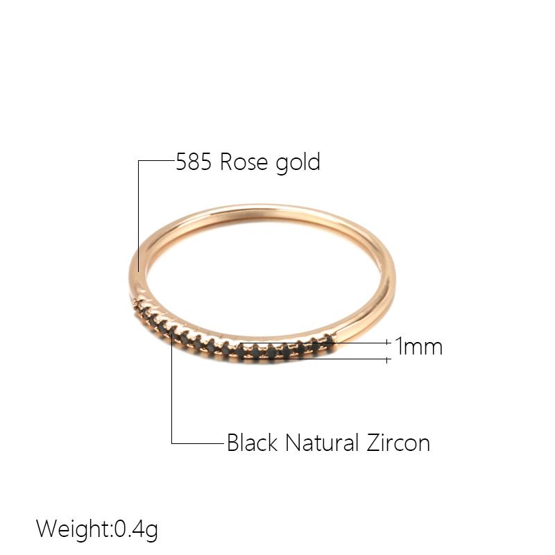 New  Rose Gold Wedding Ring For Women Classic Black Natural Zircon Ring Fashion Jewelry Crystal Gift