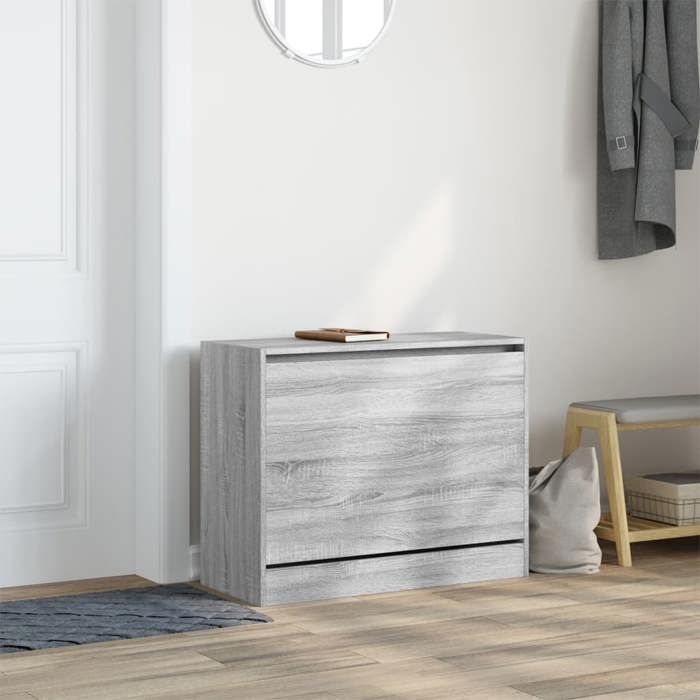 VidaXL Armoire à chaussures sonoma gris 80x34x63 cm bois d'ingénierie 839964