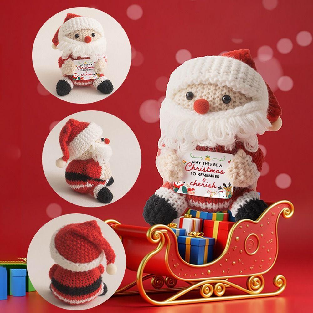 Cute Mini Crochet Christmas Dolls Handmade Knitted Home Decor Cartoon Gifts Room Ornament Christmas Party