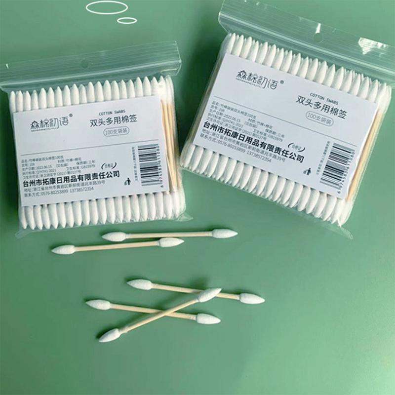 100/300/500 Stück Präzisionsspitze Haustier-Wattestäbchen Spitzkopf-Wattestäbchen Bambusstäbchen und doppelseitig für Outdoor-Make-up