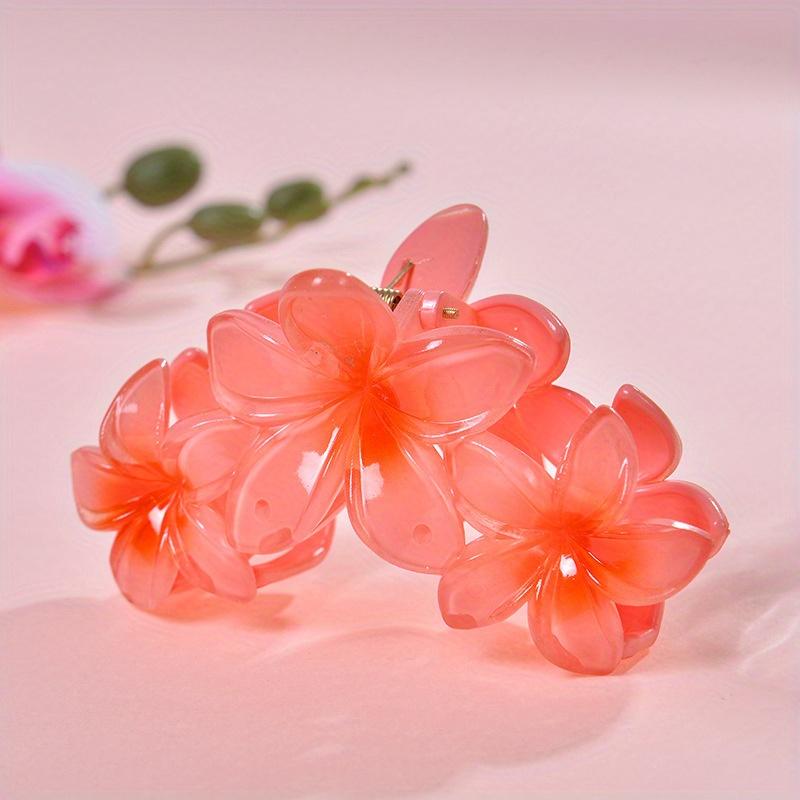 1Pcs Frangipani Flower Shaped Hair Clip Colorful Shark Clip Hairpin Headwear Vintage Headdress Hair Accessories For Women