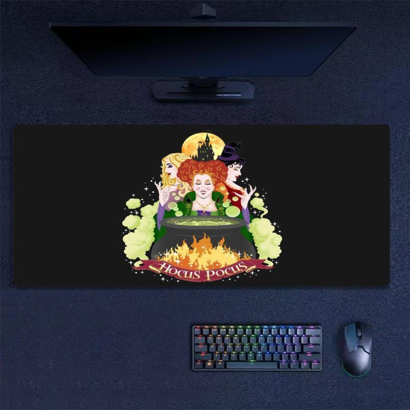 Hocus Pocus Cartoon Mouse Pad, Large Gaming Desk Mat, Non-slip XXL Mousepad for Laptop & Tablet, Mini PC Playmat with Stitched Edges