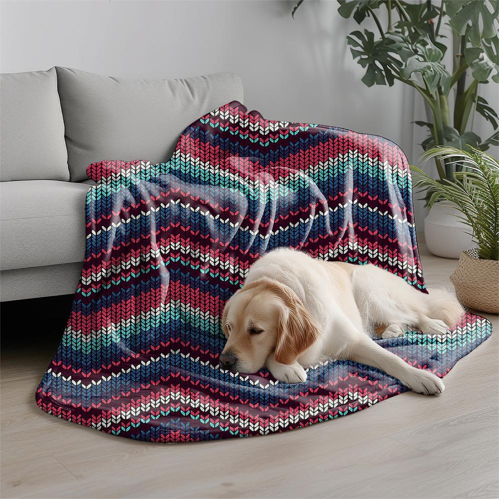 Zigzag Pattern Blanket Microfiber Flannel Cover Blanket Bedroom Living Room Sofa Soft And Comfortable Home Decoration