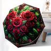 Stunning Rose Mandala Stained Cute Wall Art Decor Umbrella - Cute Umbrella with Cute Design, Portable 3-Fold Compact Umbrella
