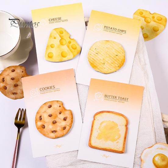 Unieke Post-its Notitieblokken, Grappig Toast Brood Koekje Kaas Ontwerp Schattig Notitieblok, 30 Duidelijk Bedrukte Velletjes/Blok Zelfklevend Notitieblok voor Thuis Kantoor Notebook