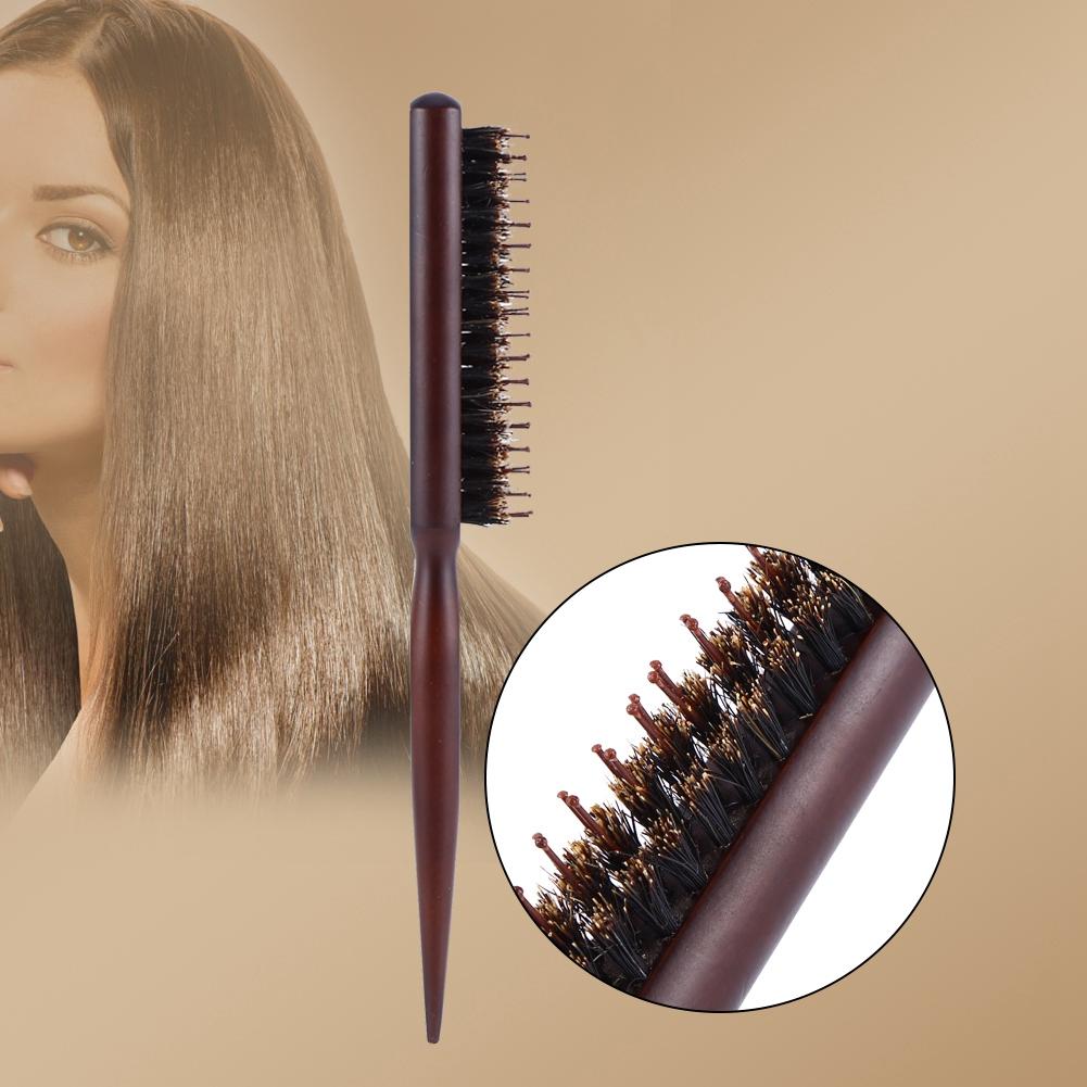 Wood Handle Natural Boar Bristle Hair Brush Fluffy Comb Hairdressing Barber Tool
