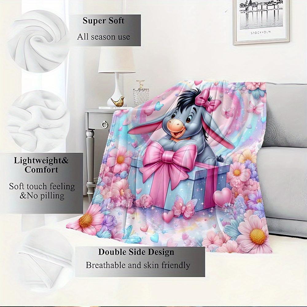 1pc piece flannel Eeyore Donkey pink bow gift box bedding blanket sofa cover, ation home