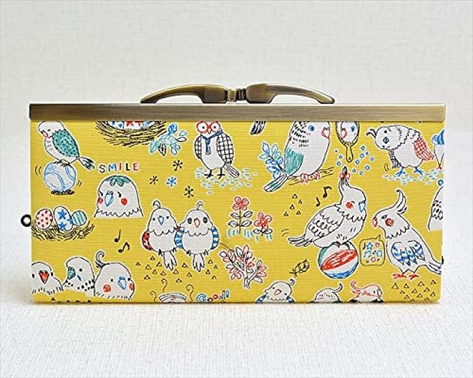 [SHIKISAIDO ORIGINAL COLLECTION] Shikisaido Clasp Wallet, Parakeet Pattern Series (Yellow)