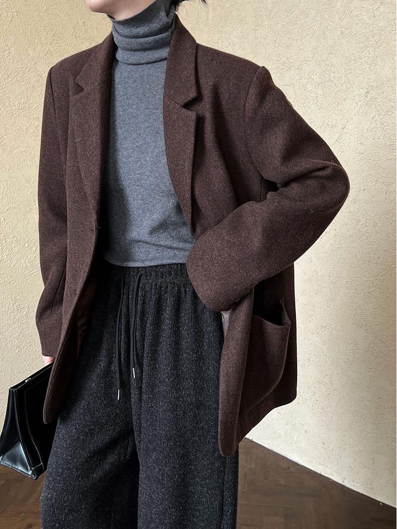 

LUXI Women s 50% Wool Autumn/Winter Korean Suit Jacket 2025 - High-End Casual Style 9702 Medium