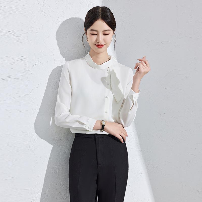 Women's 2024 Autumn Chiffon Long-Sleeve Professional Suit Shirt