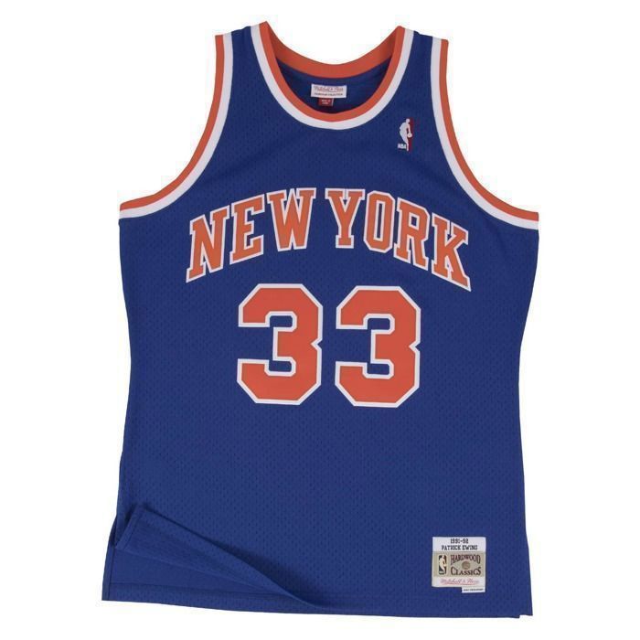 Maillot NBA Swingman - MITCHELL & NESS - Patrick Ewing Knicks Hardwood Classics - Bleu - Taille US (M = L FR) - Mixte