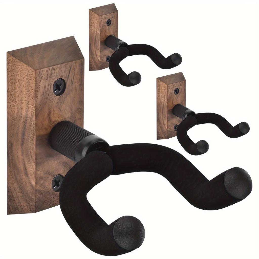 U-Shaped Walnut Wood Guitar Hooks,Swivel Cushioned Hanger for Log, Electric and Bass Guitars,Perfect Gift Idea for Music Lovers