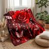 Red Rose with Diamonds and Butterflies Theme Blanket Lightweight Warm Flannel Blanket Decorative Throw Blanket for Home Decoration