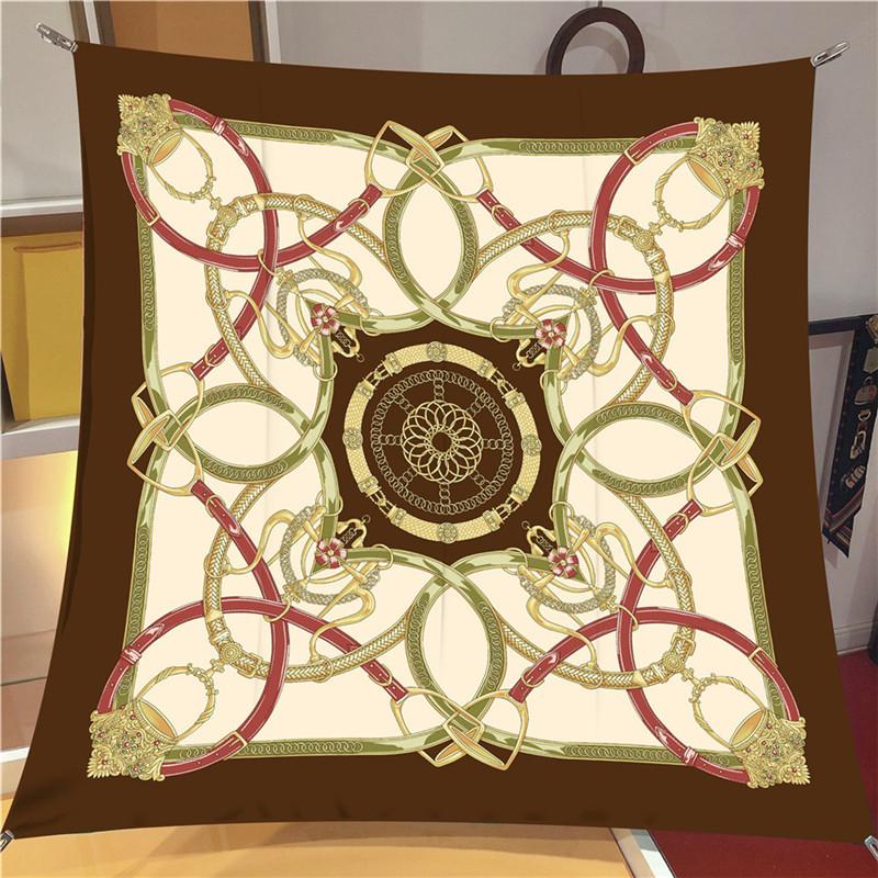 

Silk Scarf Women Melt Chain Print Square Scarves Head Echarpes Silk Foulards Femme Wraps Beach Shawl Bandana Lady Hijabs 90CM 90CM x 90CM