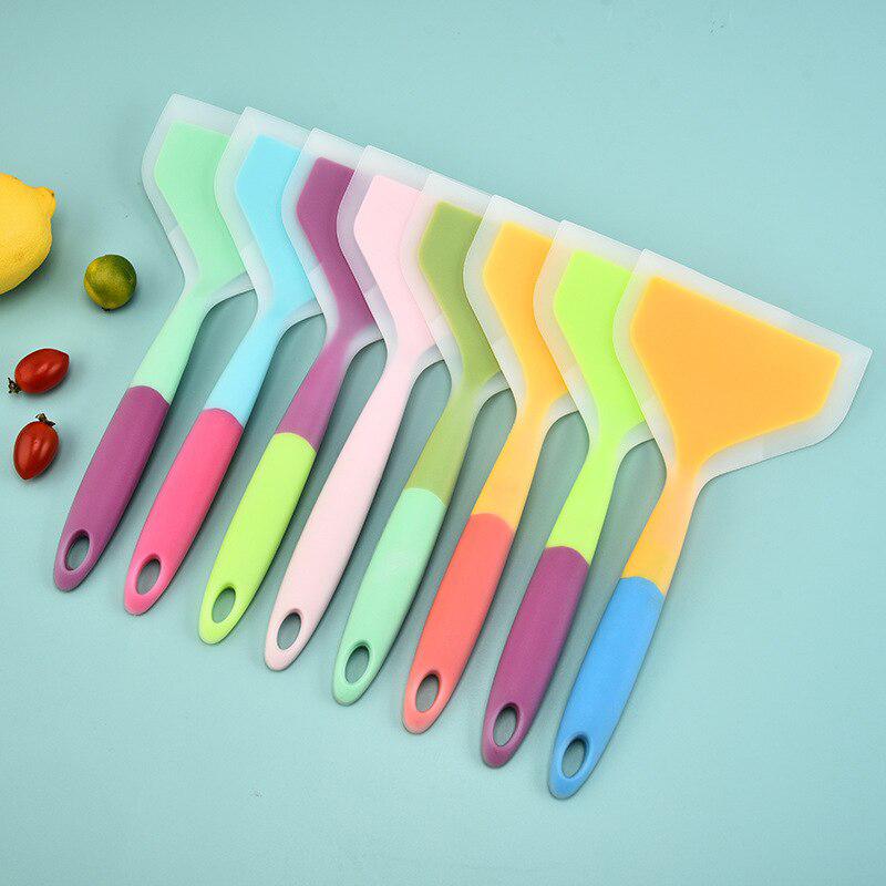 Random Transparent Two-color Silicone Wide-mouth Frying Spatula Translucent Tamagoyaki Spatula Kitchen Utensils Silicone Spatula