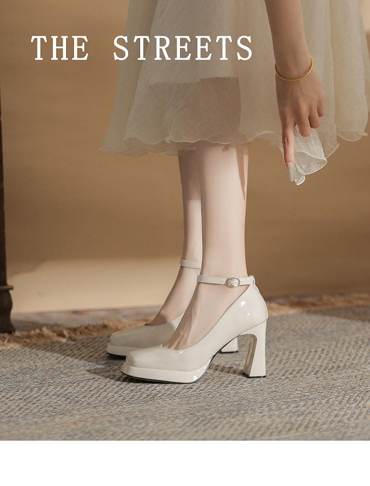 

Модные женские туфли на высоком каблуке Мэри Джейн 2024 Черные Телесные Розовые Красные Женские туфли на каблуке для вечеринки Офисные Свадебные туфли Большой размер 35