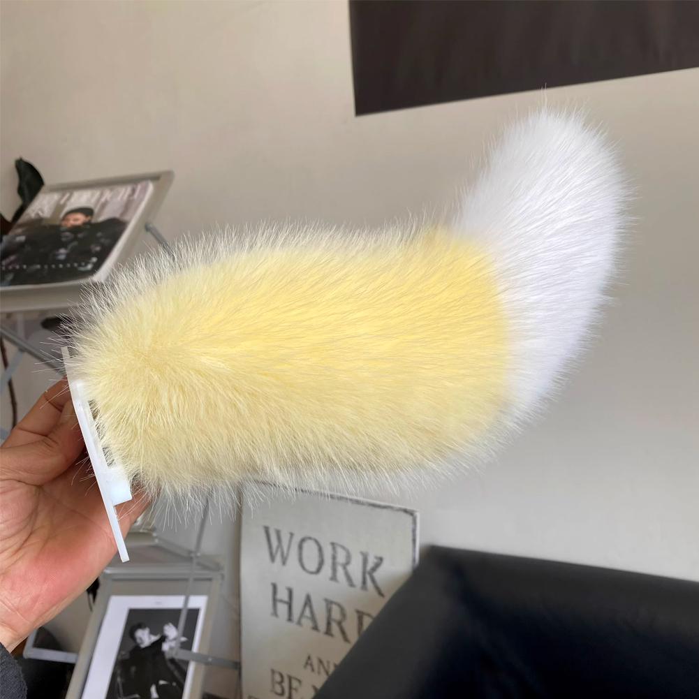 Car Rear Plush Fox Tail Ornament Decoration Cute Fluffy Tail Ornament Accessory Motorcycle Bicycle Cute Fluffy Tail Ornament Yellow White