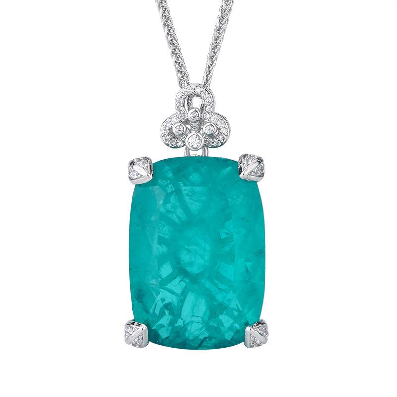 New Jewelry Copper Bottom Gold Plated Fashion Simulation Emerald Paran Large Pendant Necklace 20 * 28