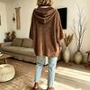 Women's Velvet Hooded Sweatshirt with Drawstring, Loose Fit Sleeve