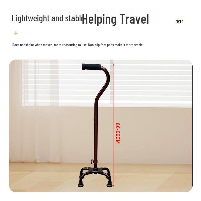 Yaşlılar için Ayarlanabilir Kaymaz Dört Ayaklı Alüminyum Baston