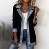 Women's Elegant Fashion Slim Fit Long Sleeve Splice Jacket, Casual Versatile Outerwear for Spring and Autumn