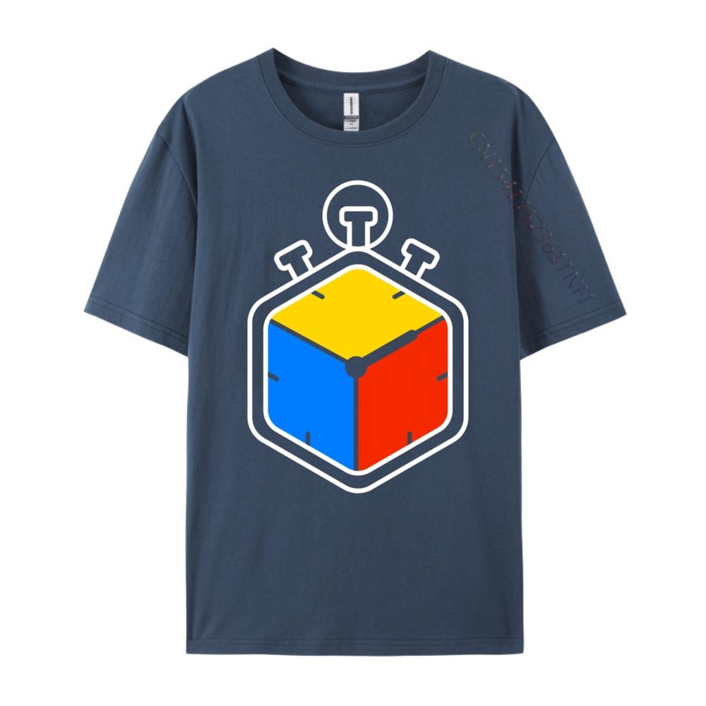 Speed Cubing Puzzle Cube Timer Graphic T Shirts Men Oversized ClassicShort Sleeve Tee