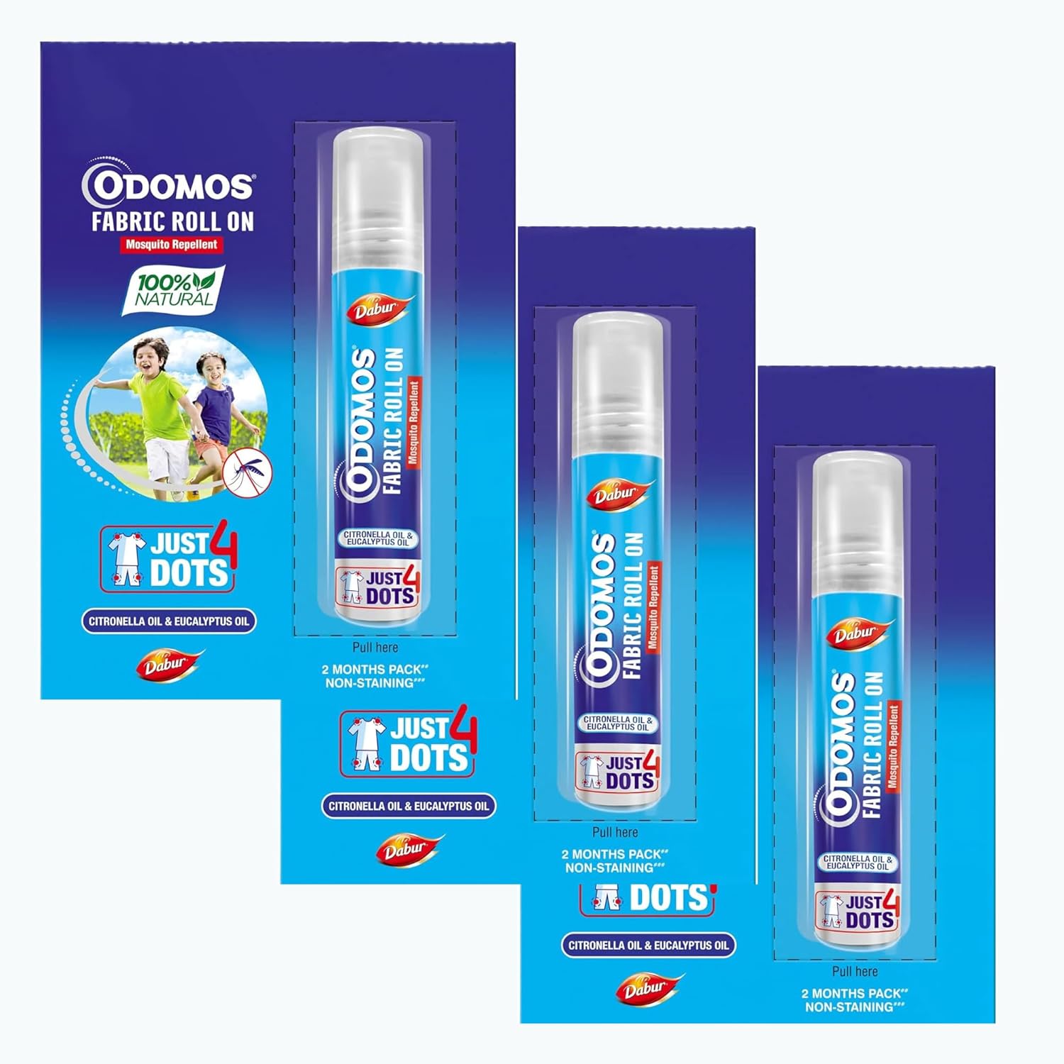 

Odomos Роликовый репеллент от комаров 24 мл Упаковка из 3 штук с длительной 8-часовой защитой, мягкий для детей и для использования на открытом воздухе