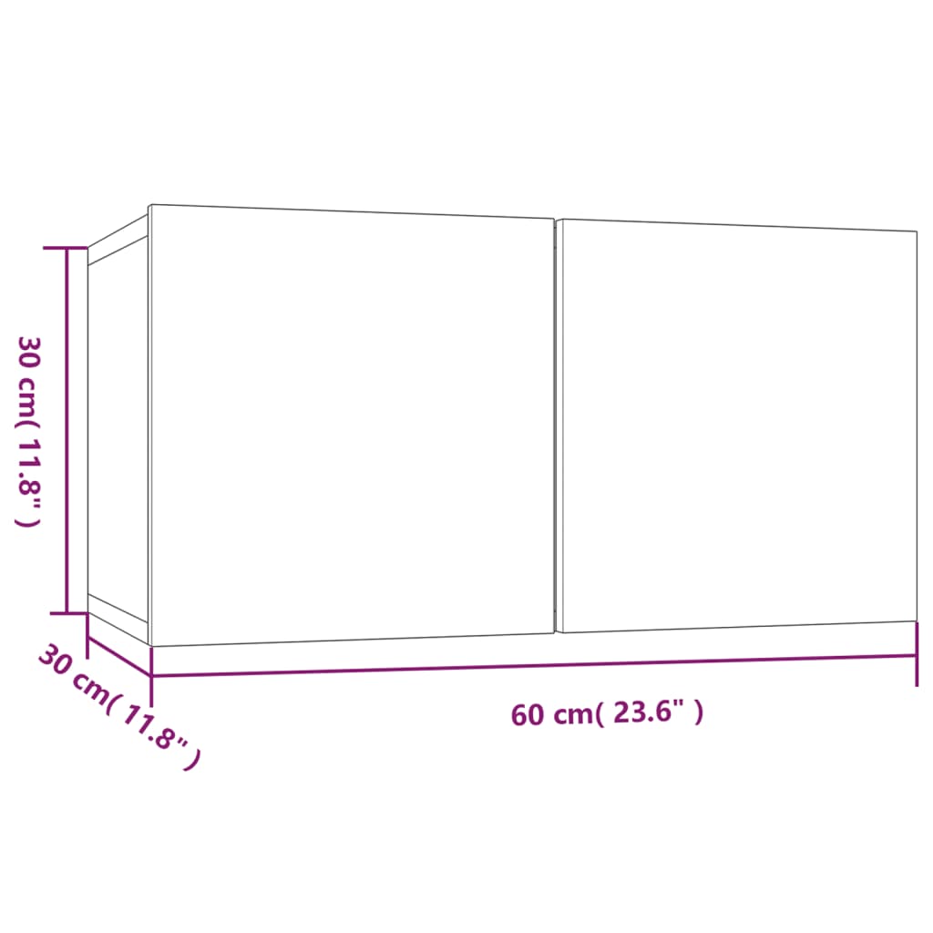 Wall Mounted TV Cabinets Set of 4 Grey Sonoma 60 x 30 x 30 cm Engineered Wood