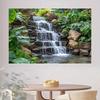 2D tropischer Wasserfall Hintergrund, Grüne Pflanze Stein Natur Foto Hintergrund