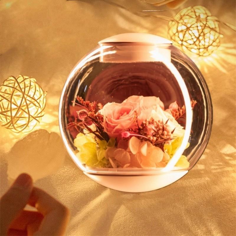Magnetic Levitating Eternal Flower with Bluetooth Speaker 5W LED Light Floating Rotating Preserved Flower Valentine's Day Gift