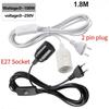 Eu Plug 1.8M Lamp Base E27 Holder Power Cord Cable with Switch for Hanging Pendant Led Light Fixture Socket Cord Adapters