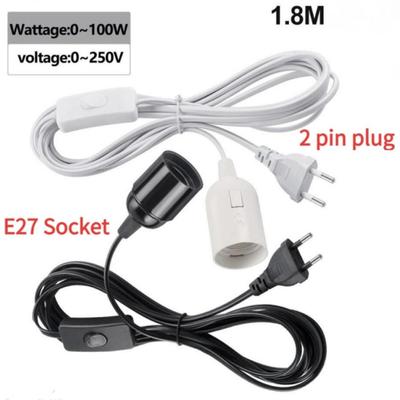 Eu Plug 1.8M Lamp Base E27 Holder Power Cord Cable with Switch for Hanging Pendant Led Light Fixture Socket Cord Adapters