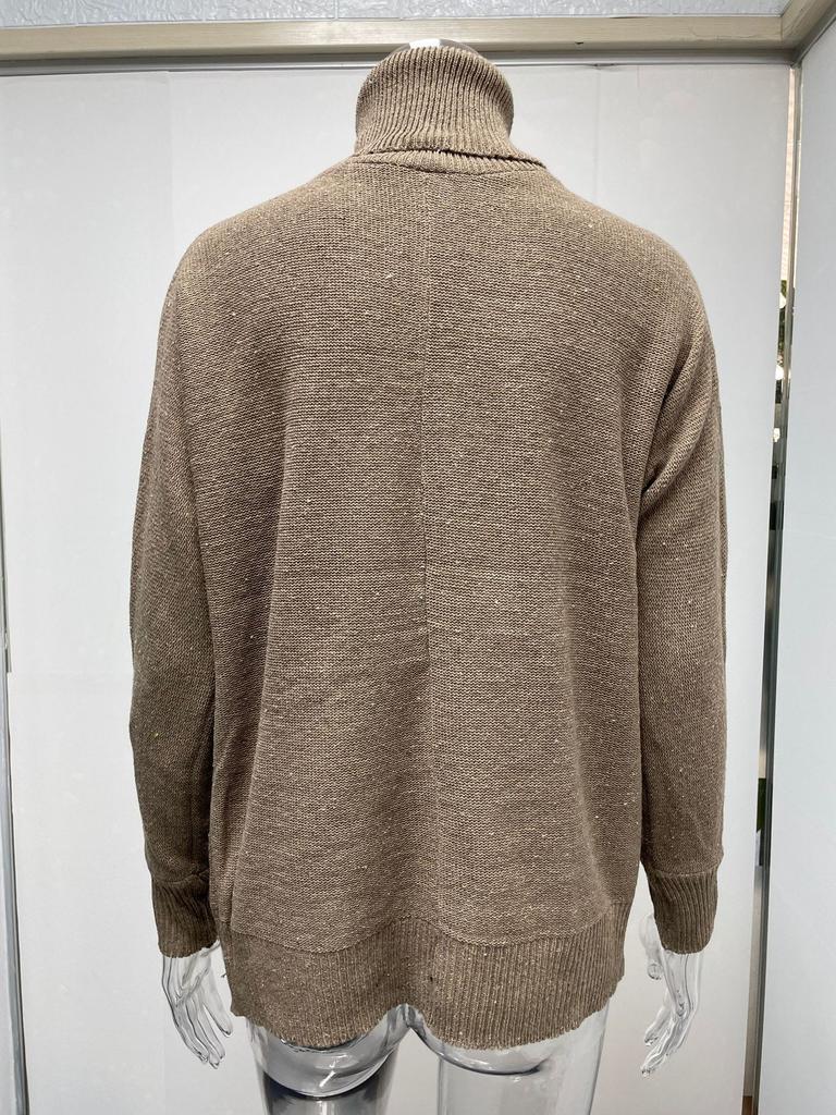 Pullovers Fashion High Neck Loose OL Commuter Knit Big Size Women Pullover Casual Long Sleeved Pullover Soft Elegant Basic Knitted Tops