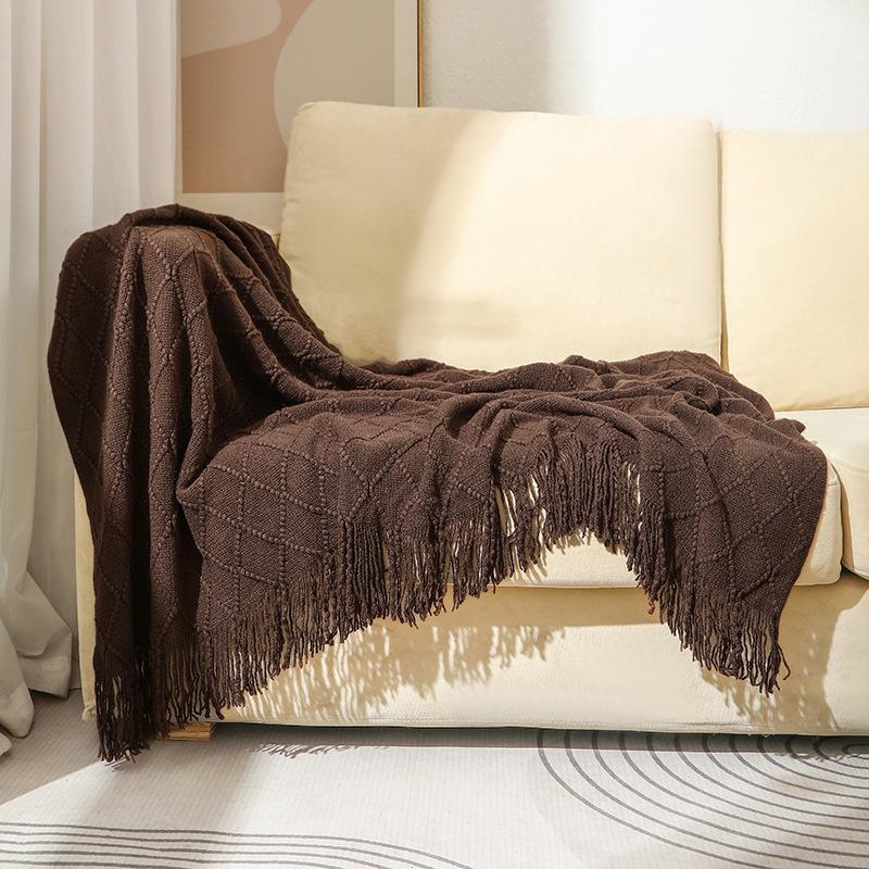 Tassel Summer Thin Throw Blanket Knitted Sofa Cover Blanket Office Air Conditioning Window Blanket Cozy Small Napping Throw Blanket For Home