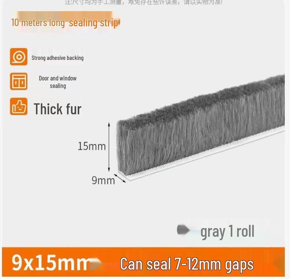 Self-Adhesive Soundproof and Windproof Seal Brush Strip for Sliding Windows and Doors