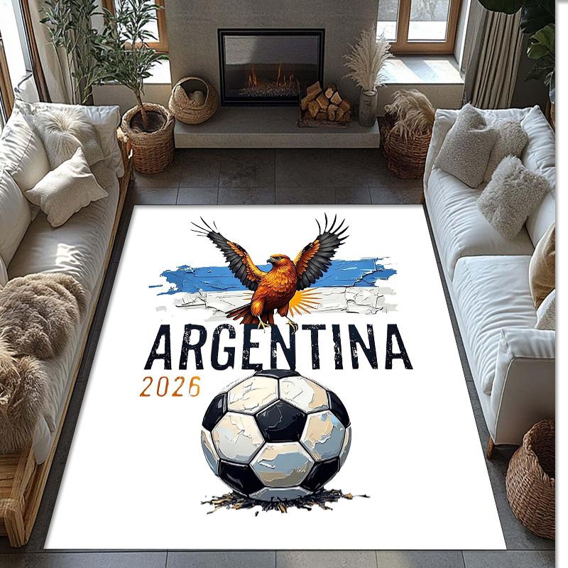 Tappeto in Flanella Stampato Squadra Nazionale di Calcio Argentina Antiscivolo Morbido Poliestere Tappeto per Pavimento Tappetino Decorativo per Interni per Camera da Letto Soggiorno Divano