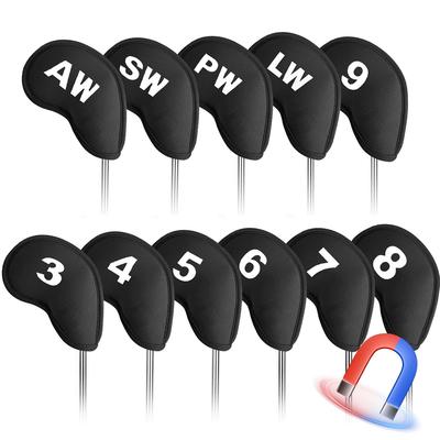 Golf Iron Cover 11-piece Set Magnetic Closure Head Wedge Neoprene Material Lightweight Numbered Protection LT-018