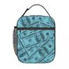 Dollar Bills Pattern Insulated Lunch Bag for Women Kids Portable Food Boxes Thermal Lunch Box Tote