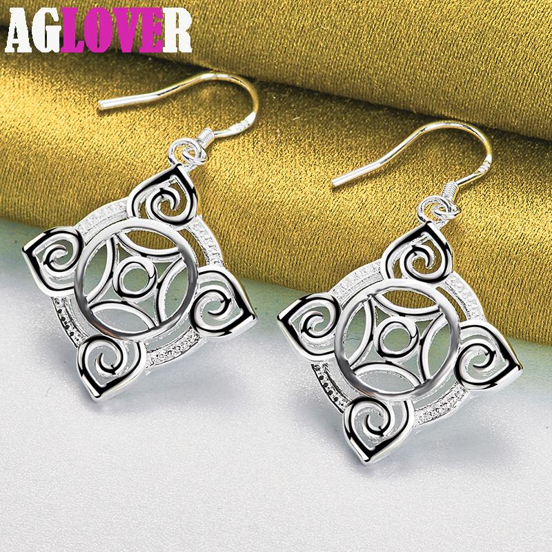 925 Sterling Silver Geometric Pattern Drop Earring Jewelry