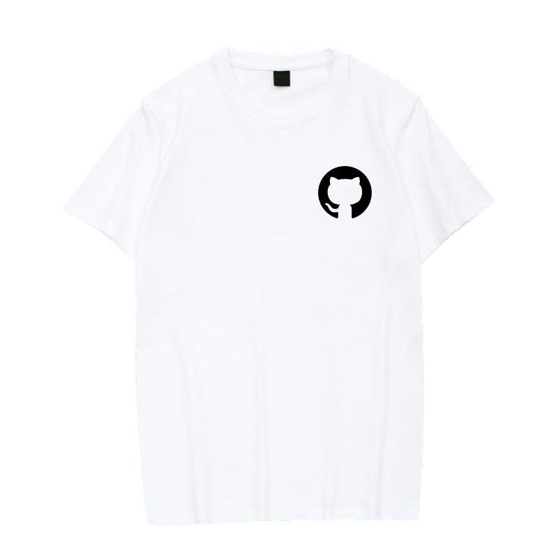 2025 Github T-shirt with A Round Neck  A Personalized Programmer  Octopus Cat Simple Print Men's T-shirt Loose Casual Top