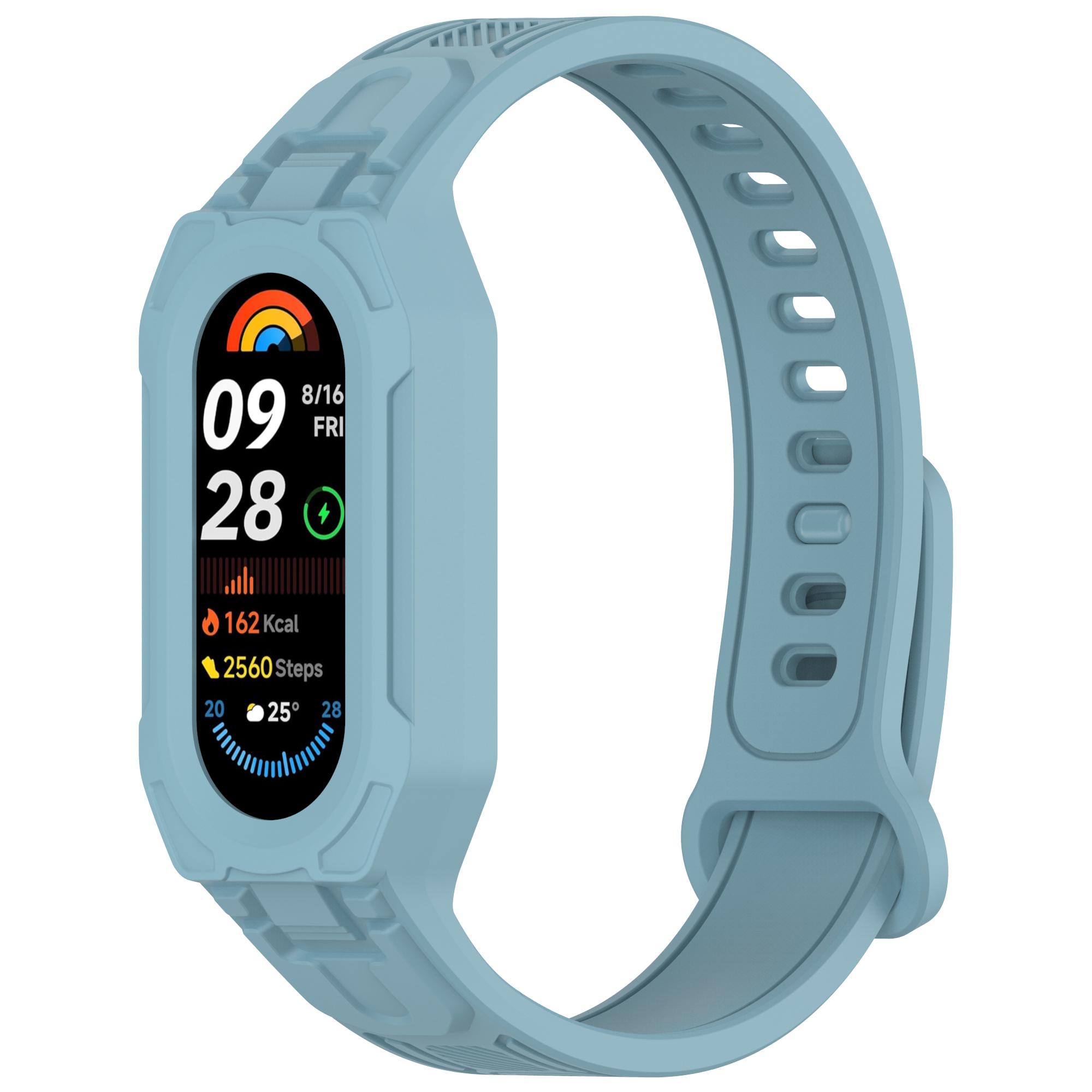 

Силіконовий ремінець з інтегрованим корпусом для годинника для Xiaomi Mi Band 9 Ceramic Edition/Smart Band 9 NFC/9/8 NFC/8/Mi Band 7 NFC/7 Blue