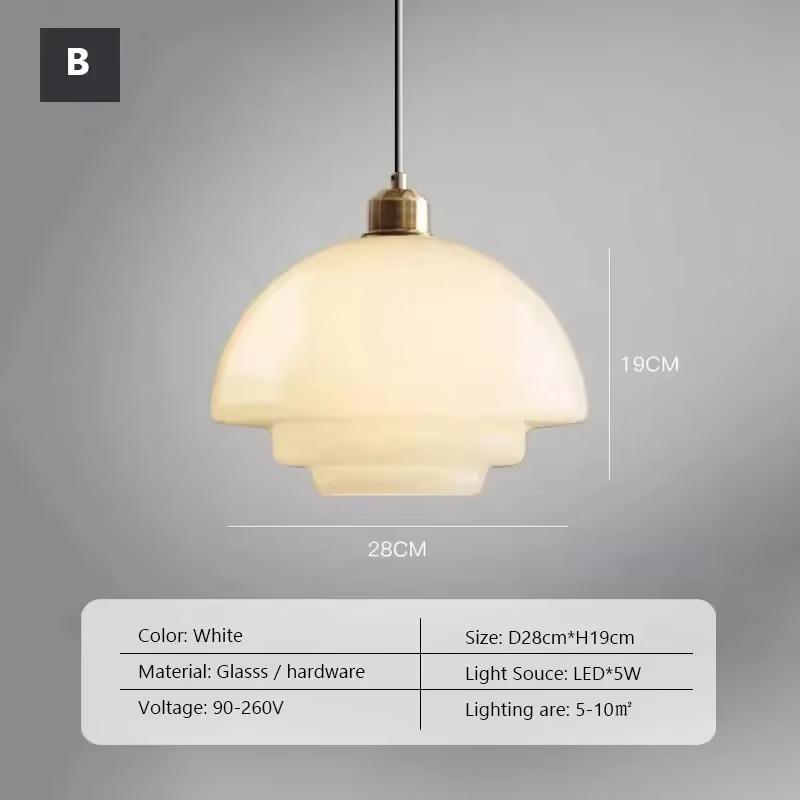 Nordic Cream Wind Glass Pendant Light Art Decorative Hanging Lamp For Kitchen Island Dining Room Bedside Modern LED E27 Fixture
