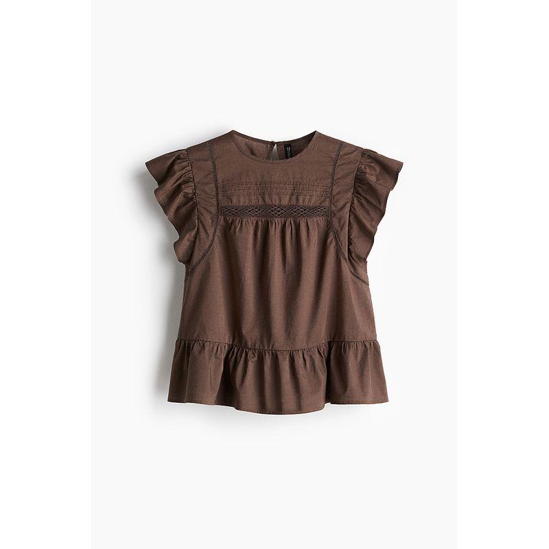 

Hm2025 Лето Новая женская одежда Мода Повседневная Все сочетающаяся Юбка с кружевной интарсией Подол Топ 1290571 Brown 155/80