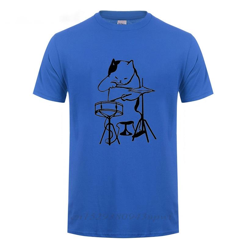 The Musician Cat Playing Drums TShirt Funny Birthday Gifts For Men Male Drummer Cat Lover Cool Cotton T Shirt Hip Hop Tshirt