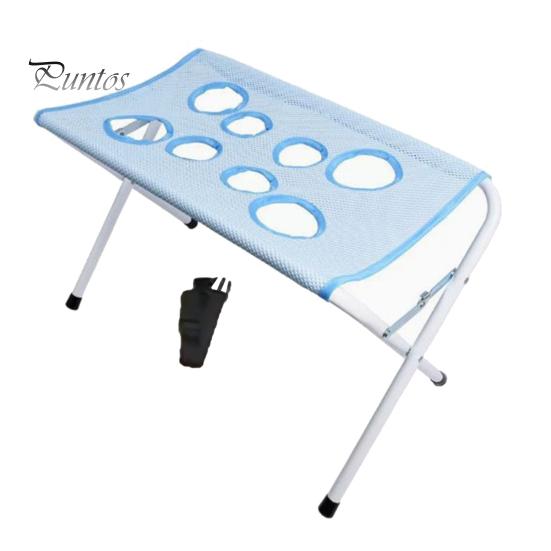 Adjustable Pet Grooming Stand Table with Foldable Stand, Strap, Cat Hammock, 8-Hole Small Dog Tool Washing Station for Bathing, Nail Trimming of Dogs